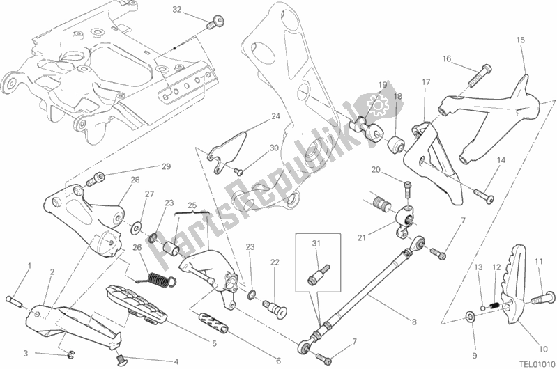 All parts for the Footrests, Left of the Ducati Diavel Xdiavel S Thailand 1260 2018